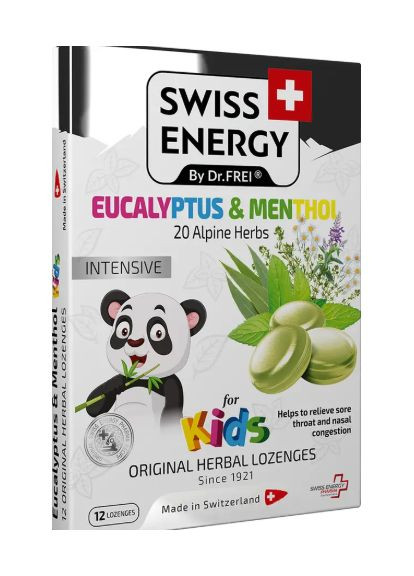 Леденцы от простуды Swiss Energy Herbal Lozenges Blister 20 herbs Eucalyptus and Menthol for kids 12 лед Dr. Frei (359473708)