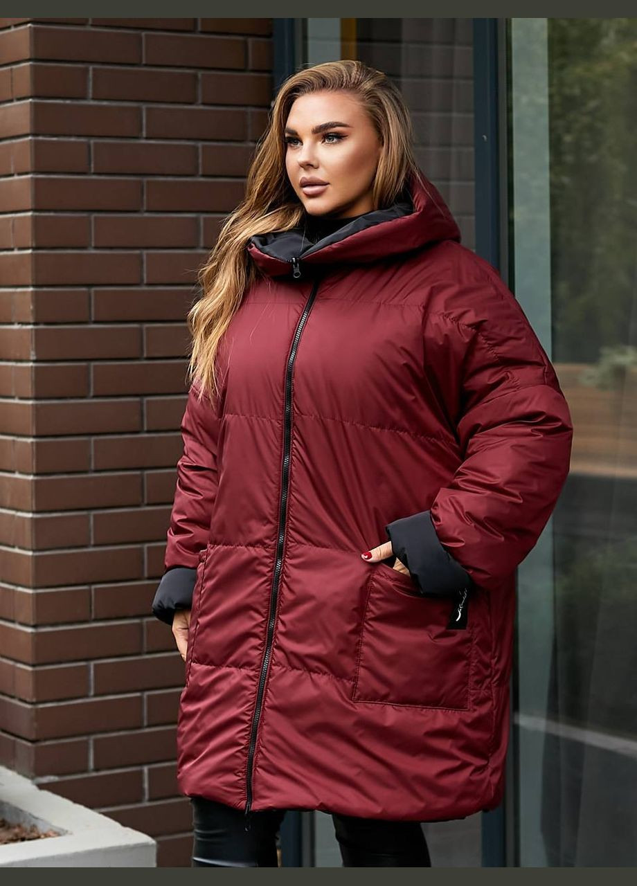Бордова зимня двостороння зимова куртка KVAN
