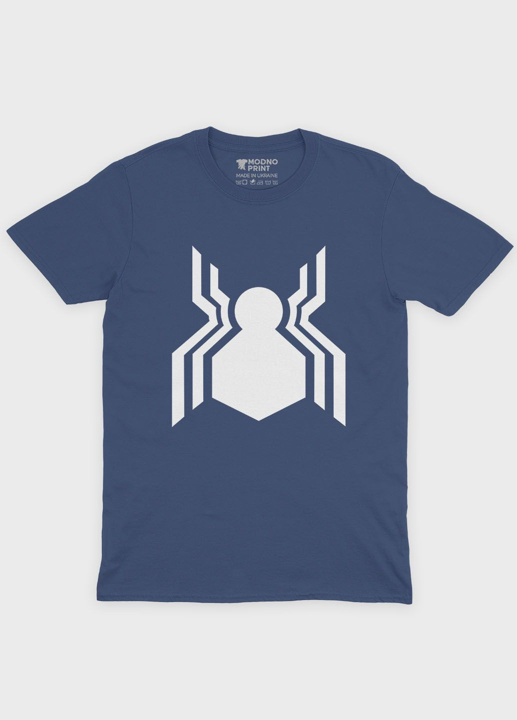 Темно-синя демісезонна футболка для хлопчика з принтом супергероя - людина-павук (ts001-1-nav-006-014-108-b) Modno