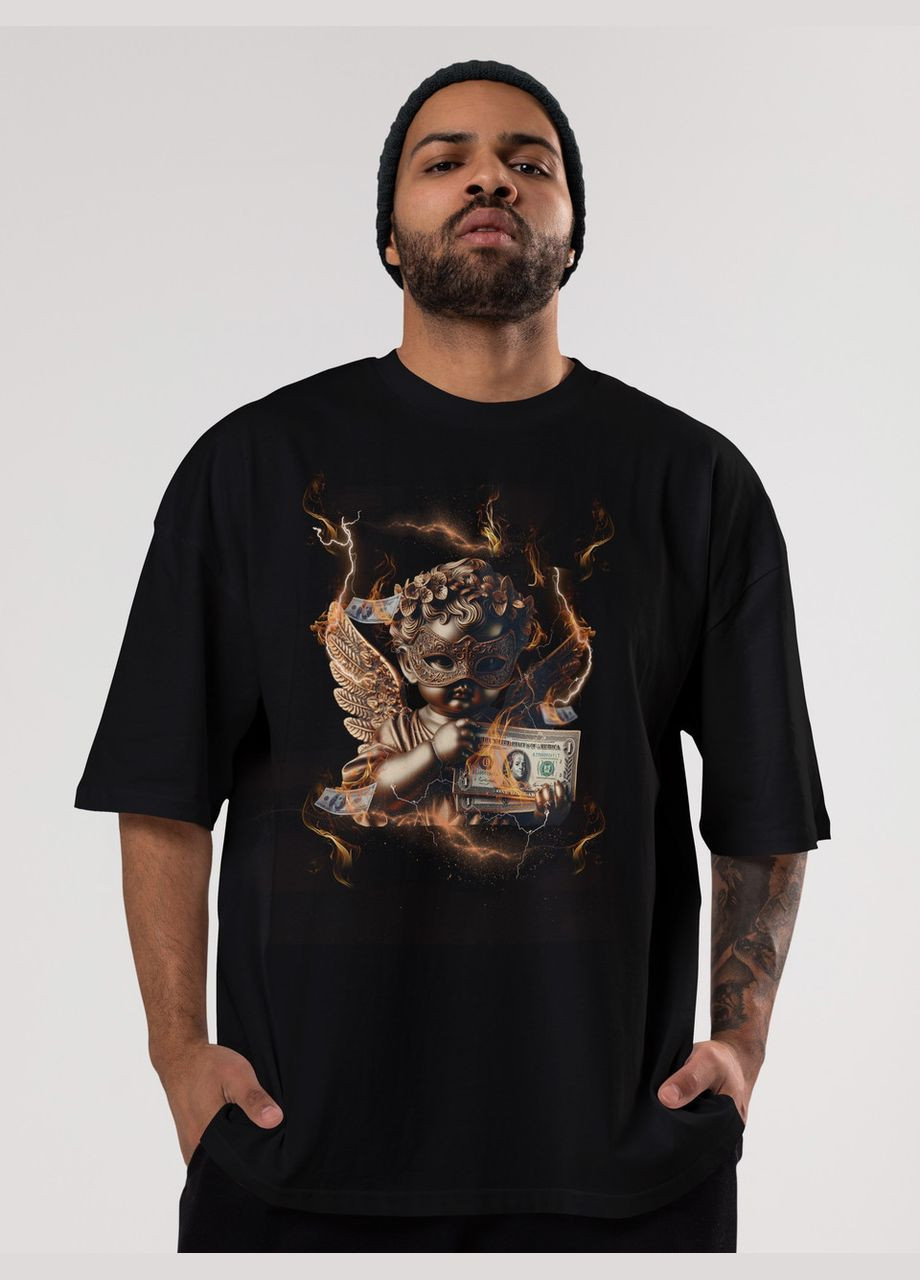 Черная мужская футболка оверсайз urban черная высокая плотность с длинным рукавом Mishe