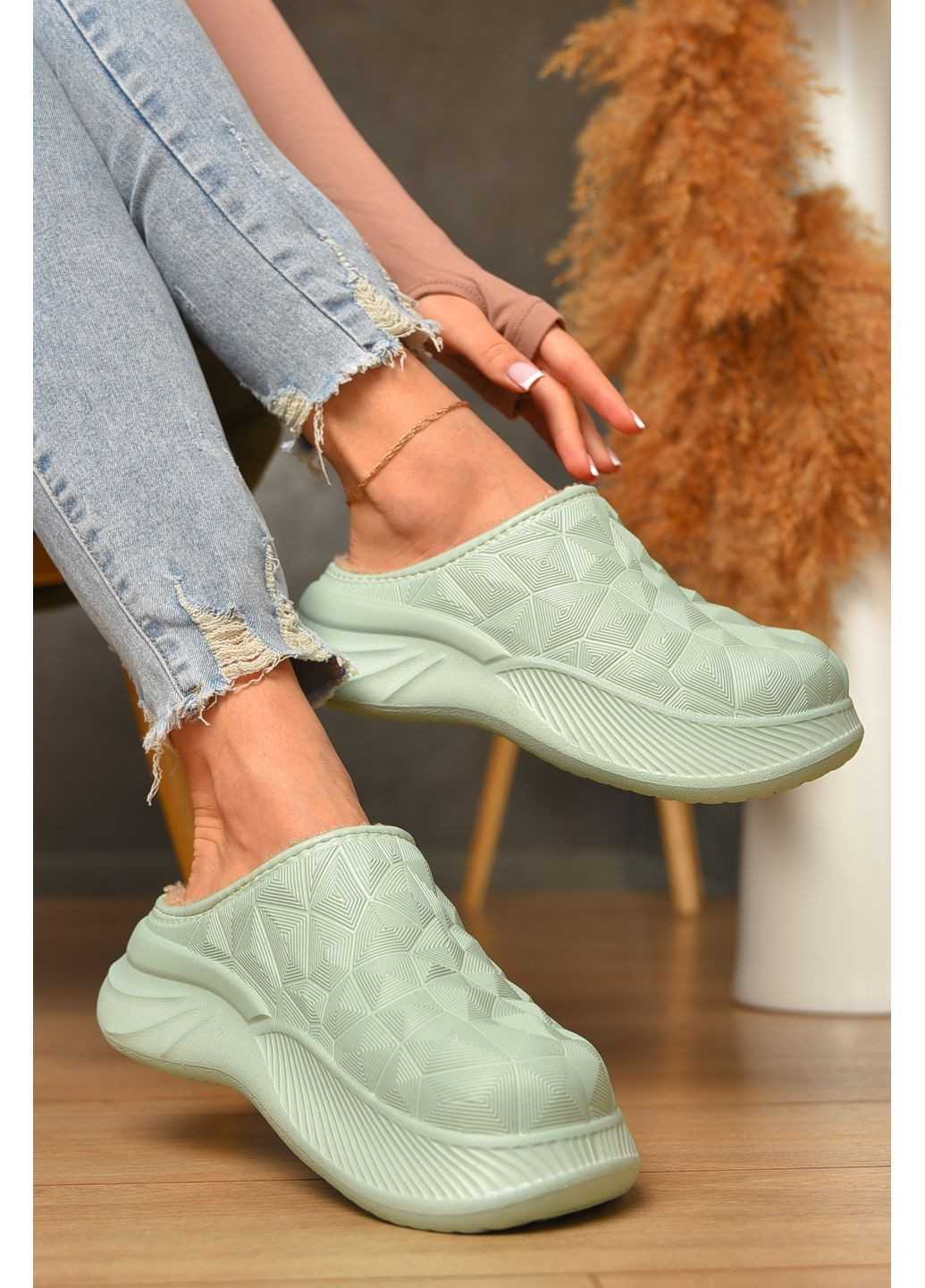 Галоши без задника утепленные мятного цвета Let's Shop (364846401)