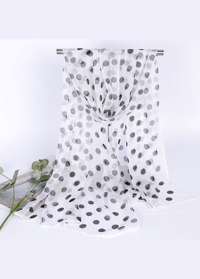 Жіноча шарф хустка в горох шифоновий Basic 150 см*70 см Хустка, Білий PTR No Brand (317769227)