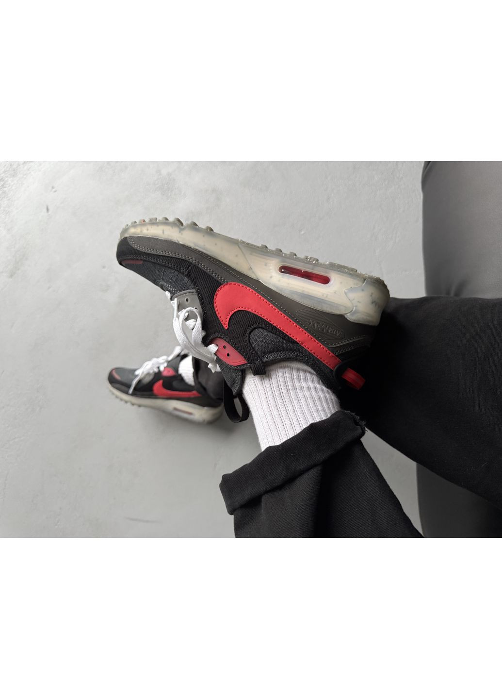 Черные демисезонные кроссовки мужские nike air max terrascape 90 black red | найк аир макс терраскейп 90 черные красные No Brand