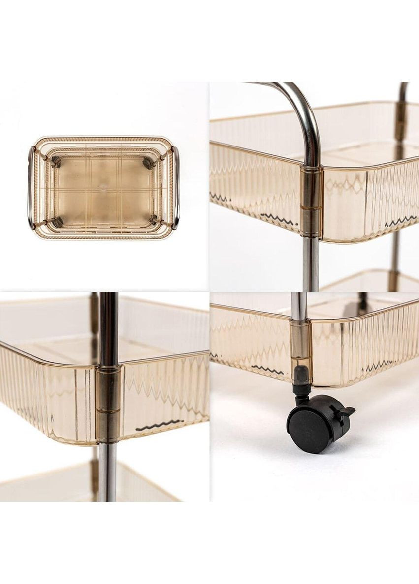 Етажерка мобільна триярусна універсальна з акрилу та металу 40х28,5х70с Бежева SW-00002111 Sticker Wall (337341901)