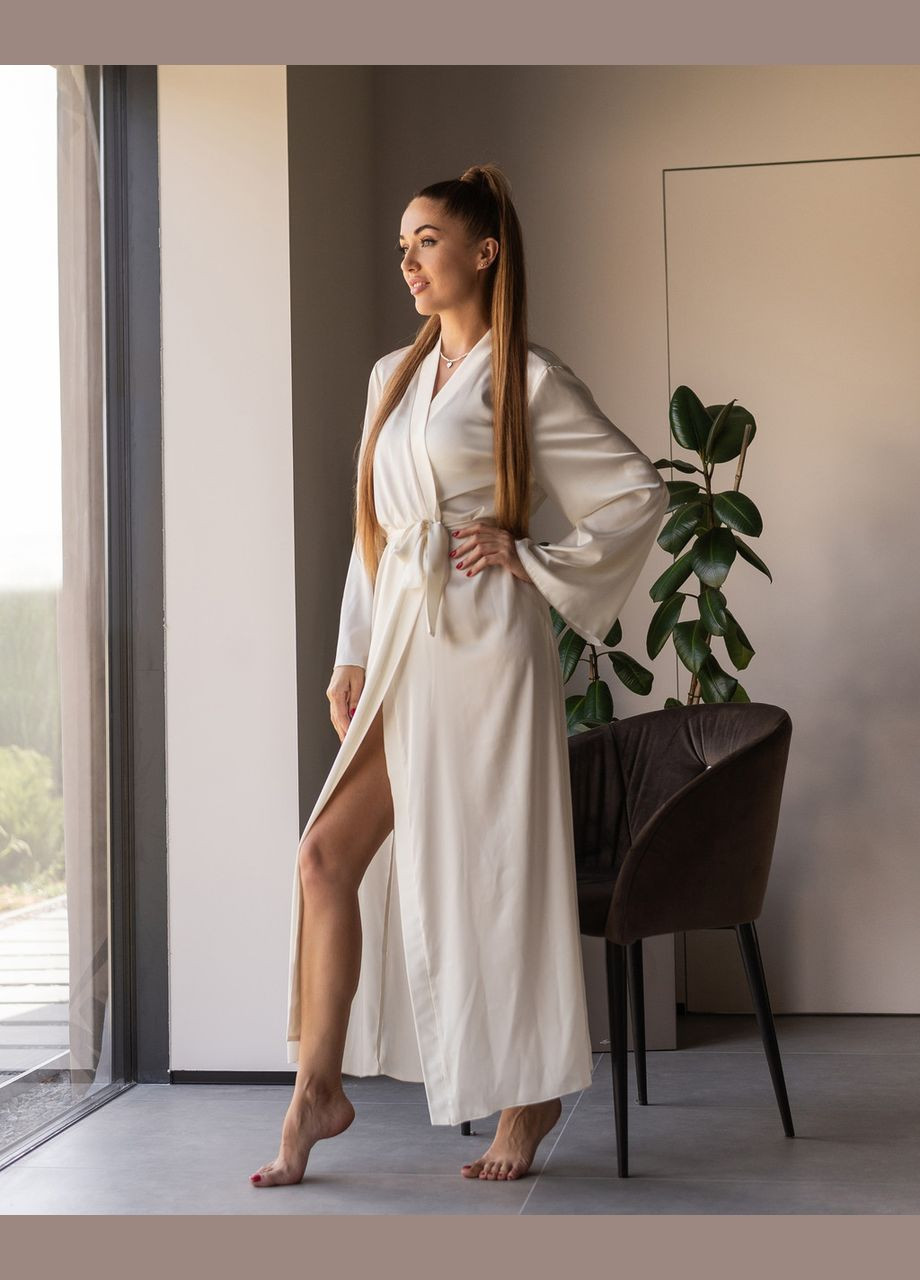 Халат женский длинный шелковый Шампань Maybel (302321141)