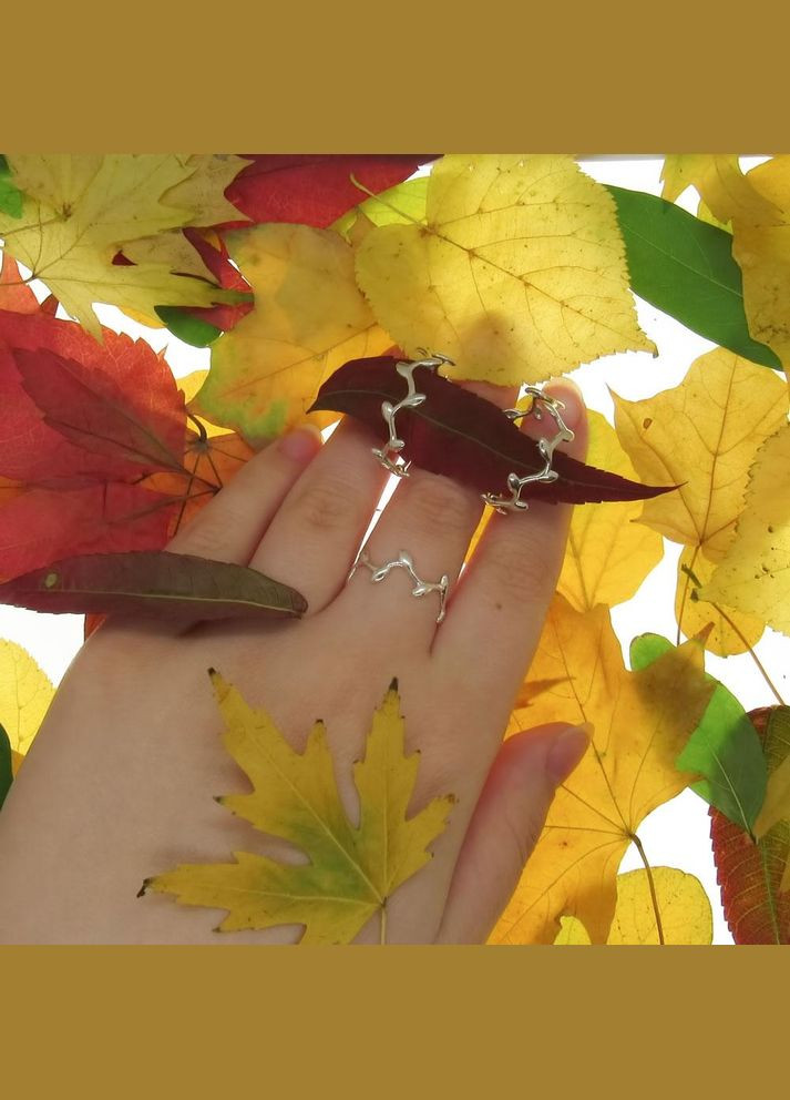 Срібна каблучка "Гілочка і листочки" 19 No Brand (350667477)