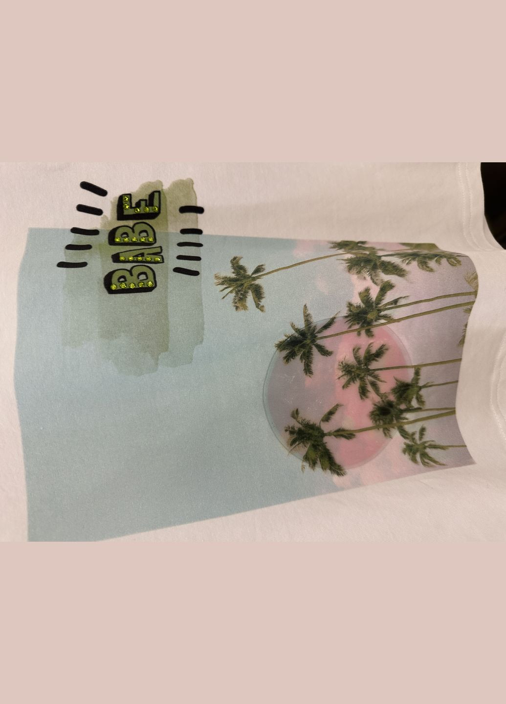 Біла літня футболка підліткова для дівчини tbt151 біла з пальмами s 140см To Be Too