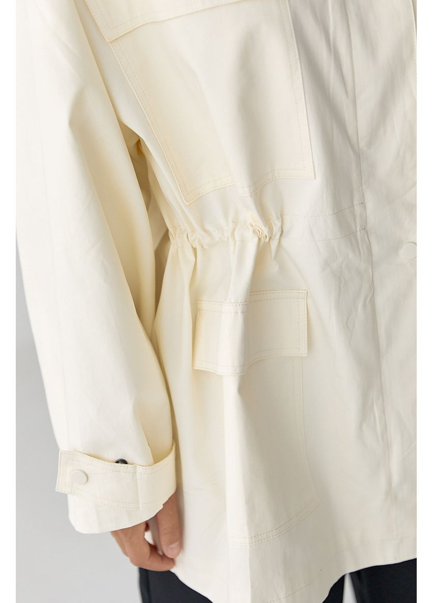 Кремовая демисезонная удлиненная женская ветровая куртка Lurex Куртка