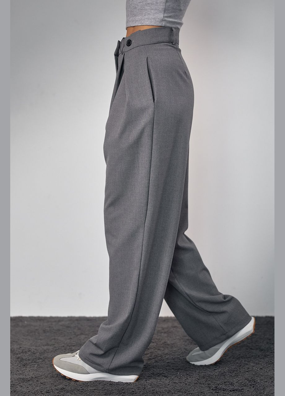 Классические брюки с акцентными пуговицами на поясе - темно-серый Lurex (278400562)