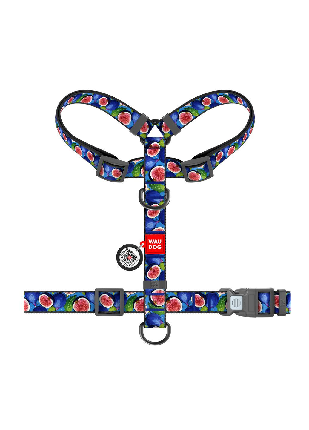 Шлея анатомічна з QR адресником Nylon малюнок "Інжир" S (4823089376684) WAUDOG (354701182)