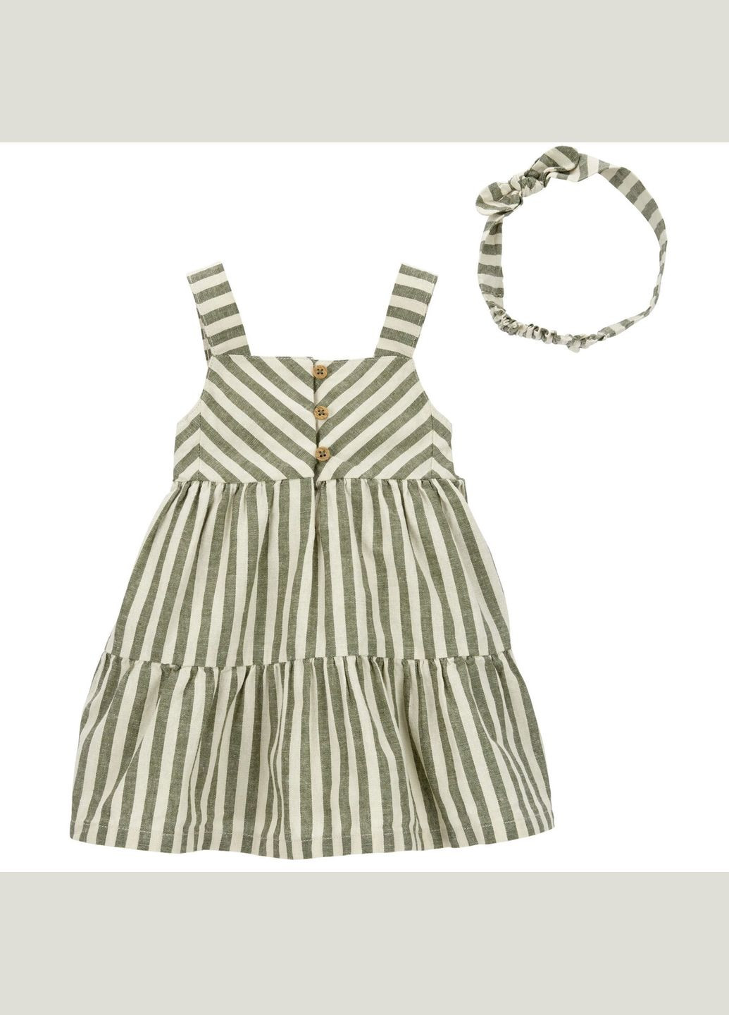 Зелений демісезонний комплект 2в1 сукня пов'язка для дівчинки 69-72 см (1q524410_) Carter's