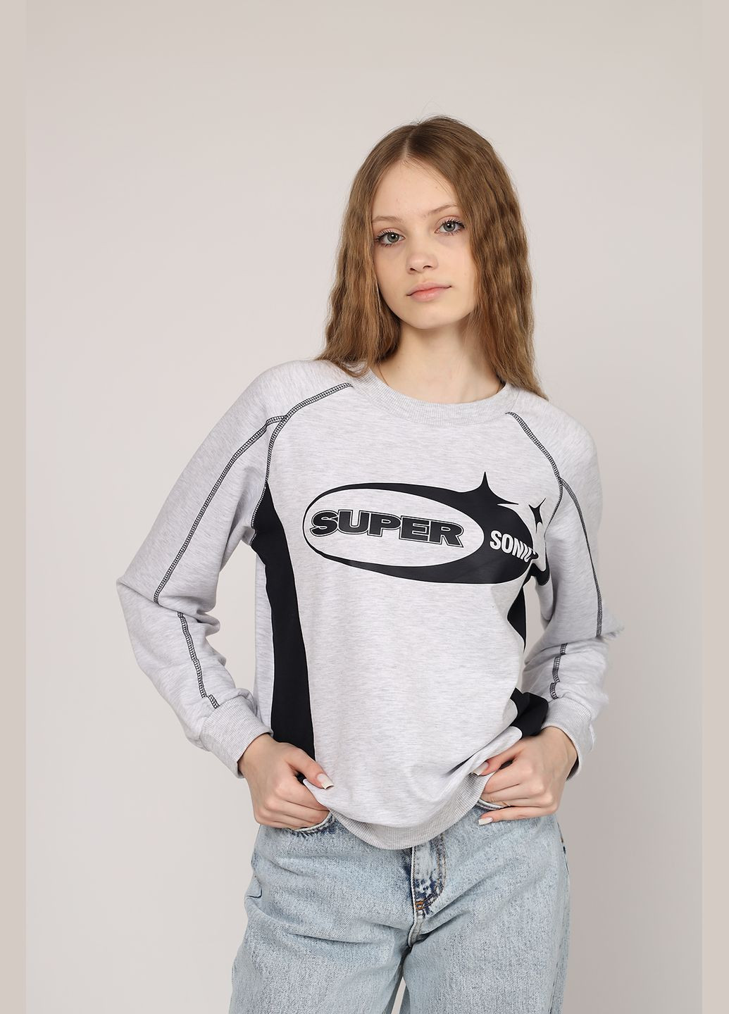 Світло-сірий світшот жіночий колір світло-сірий cb-00270855 Yuki (323142789)