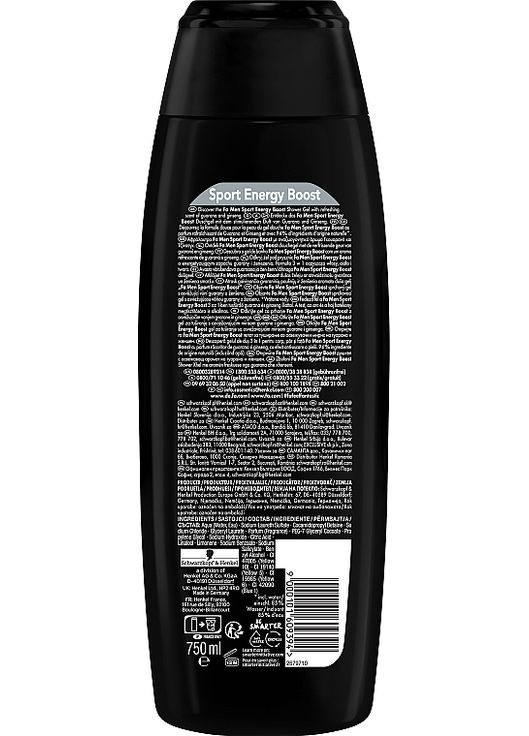 Гель для душу з ароматом гуарани і женшеню Men Sport Energy Boost 750ml (920424-41356) Fa (368648586)
