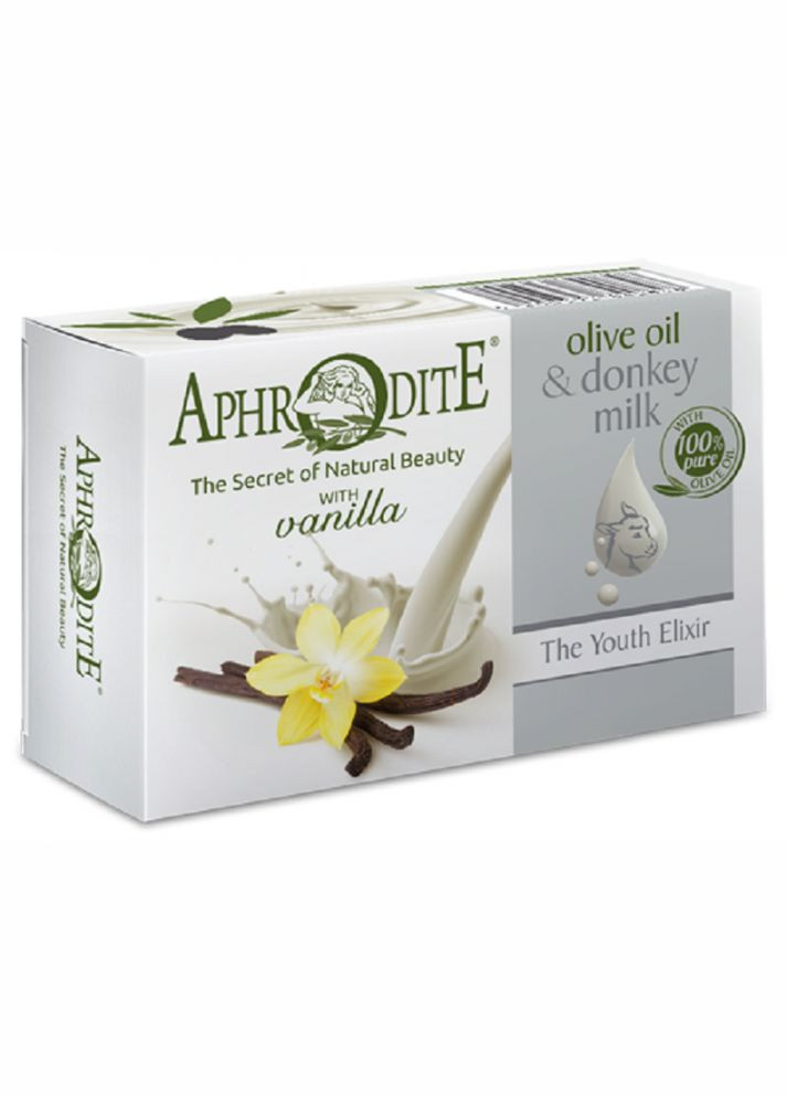 Натуральне оливкове мило з ваніллю і молоком ослиць 85г (D84) Aphrodite (273257917)