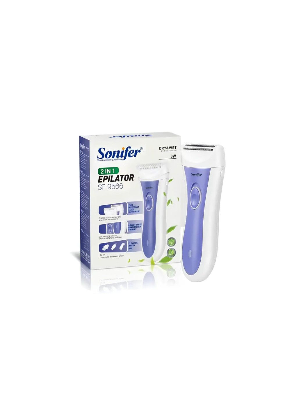 Жіноча акумуляторна бритва 2 in 1 SF-9566 Sonifer (303835245)