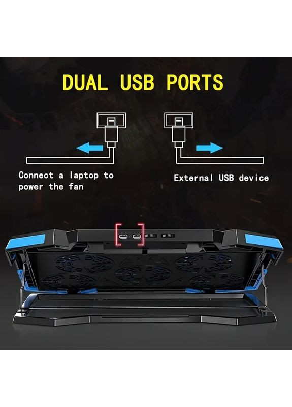 Охлаждающая подставка для ноутбука NUOXI BFX1 17" | 5 вентиляторов | Регулировка угла | LED-подсветка | USB-хаб | Красная China (351855045)