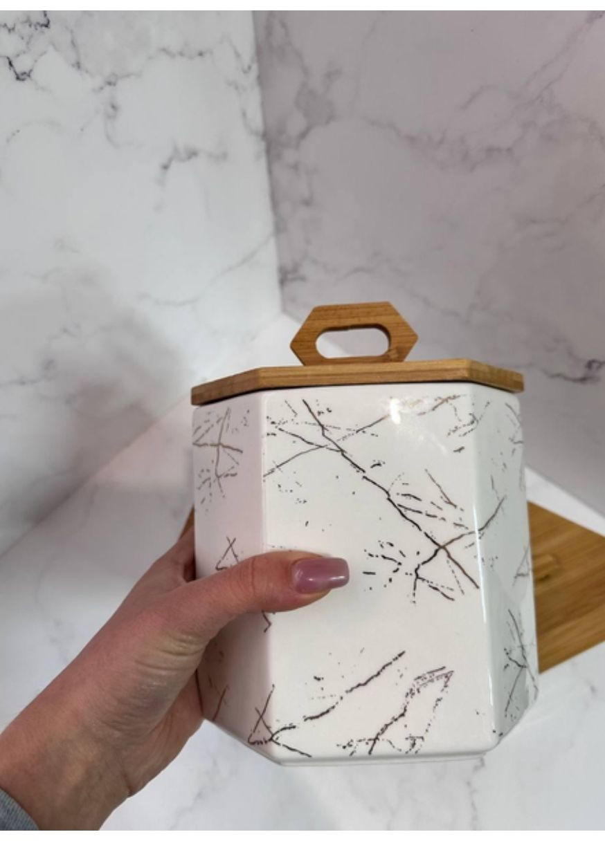 Набор емкостей для сыпучих продуктов HP276 керамика с бамбуковыми крышками 3 штуки 19 см, 16 см, 11.5 см Cozy (356504839)