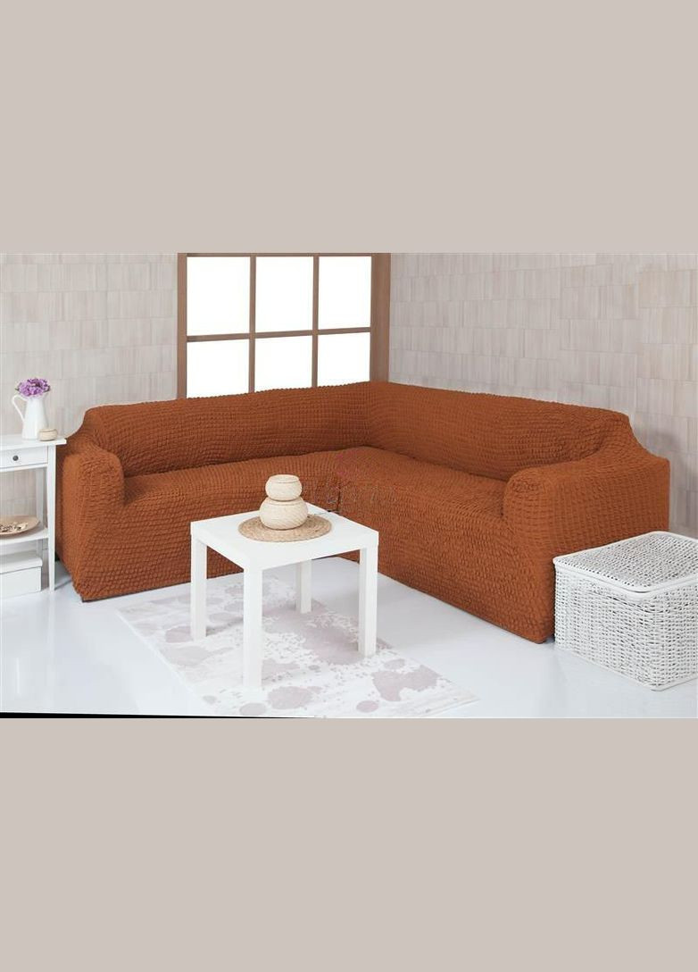 Чохол на кутовий диван без оборки 08-209 Коричневий Venera (268547762)