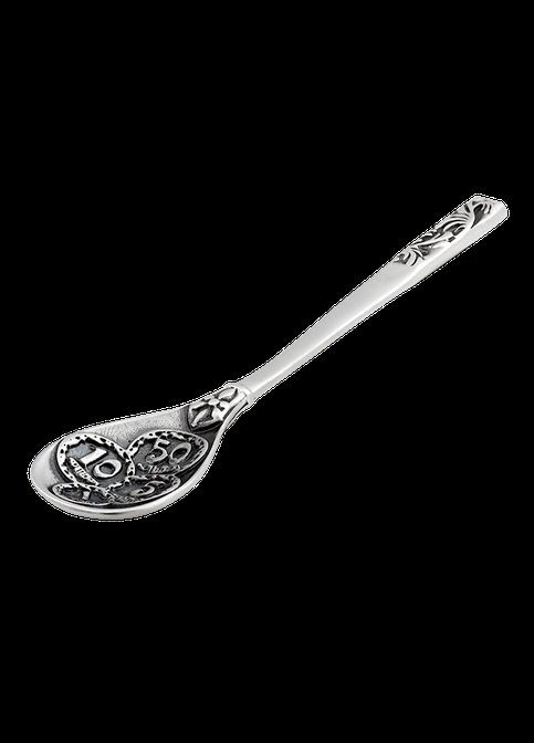 Ложка загребушка срібна маленька з візерунком чорніння Каштан (342335358)