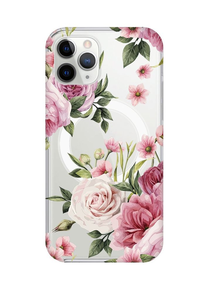 Магнітний чохол на iPhone 11 Pro Max із підтримкою MagSafe:: Рожеві квіти (принт 287) Creative (360660292)