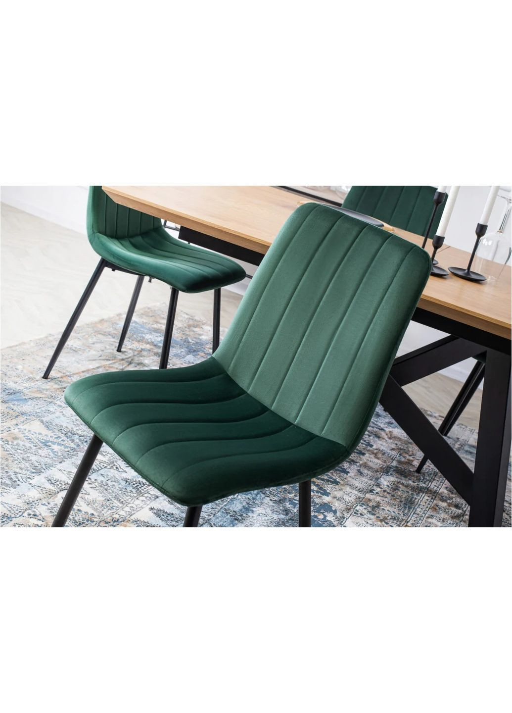 Стілець ETHAN чорний/зелений велюр Intarsio (372178943)