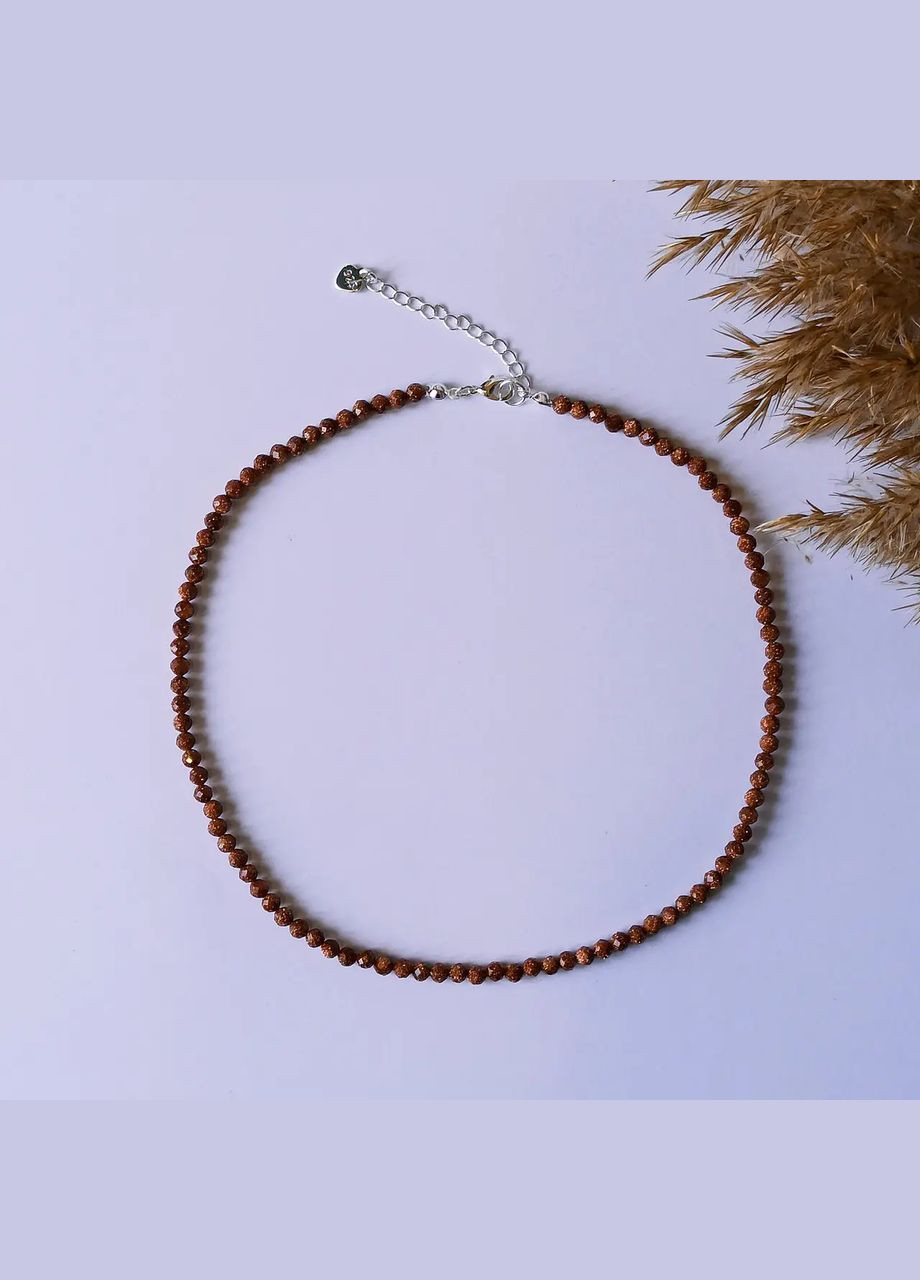 Чокер Авантюрин Золотой, граненый шарик, гипоаллергенная фурнитура d-4мм L-40-45см No Brand авантюрин латунь серебро (302319018)