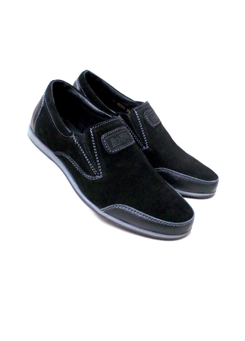 Черные мокасины подростковые черные из натурального замша. Braxton без шнурков