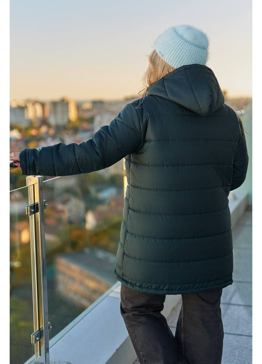 Зеленая зимняя куртка зимняя теплая popluzhnaya