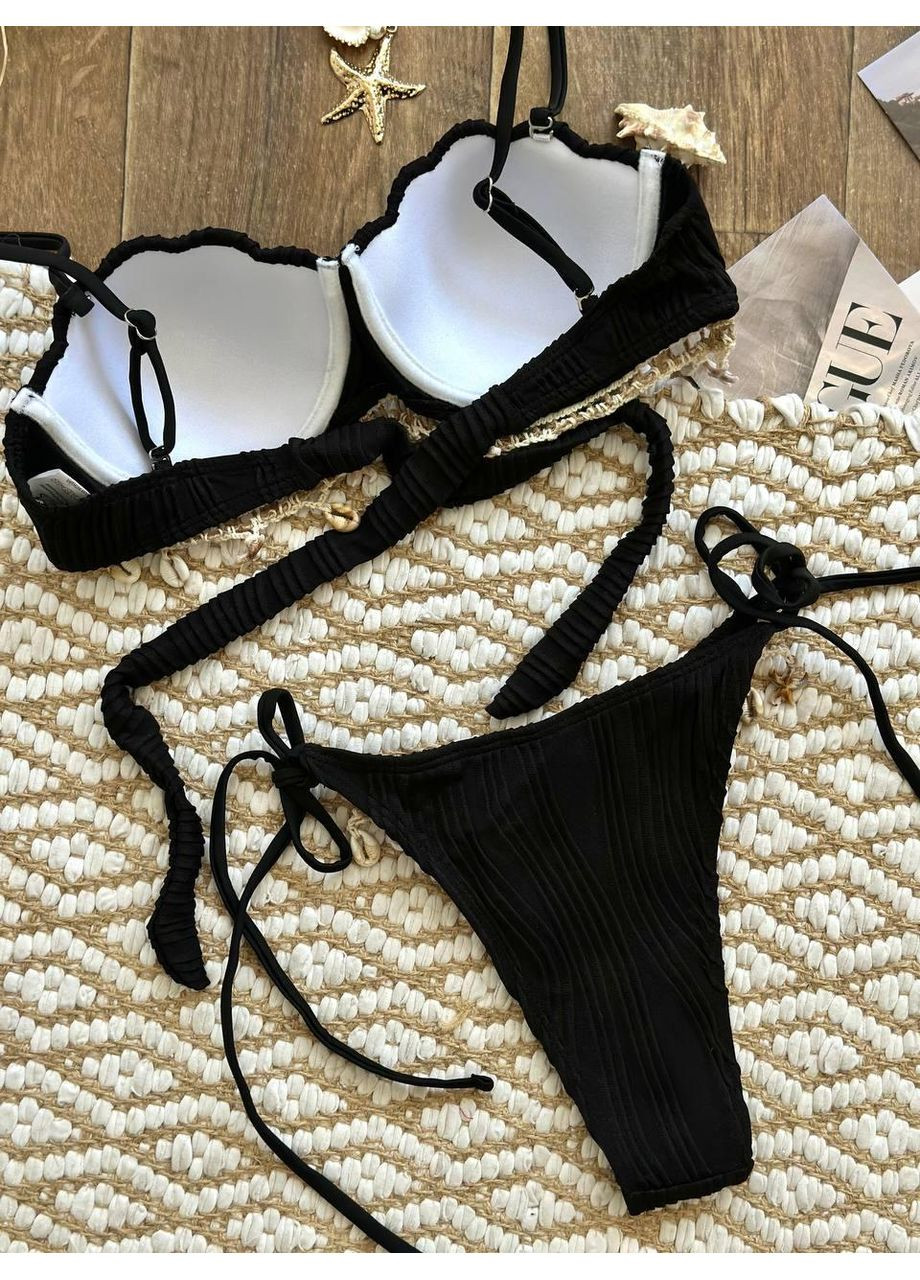 Чорний літній стильний купальник роздільний No Brand