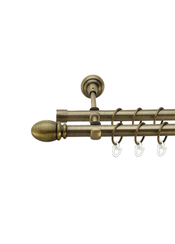 Карниз Белуно металлический двухрядный открытый гладкая труба Антик 19\19 мм 160 см (7523486) ORVIT (300796455)