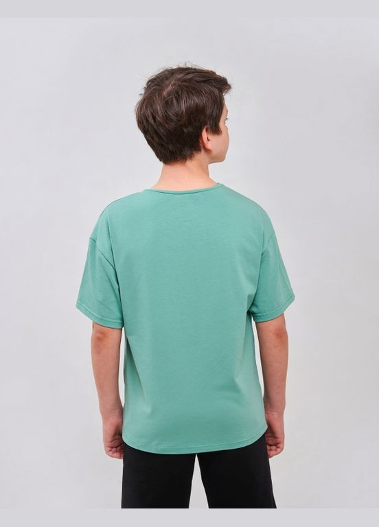 Зеленая футболка зелено-серый Smil