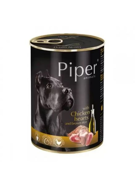 Вологий корм для собак Piper Dog з курячим серцем та коричневим рисом 400 г (5902921300335) Dolina Noteci (279569650)