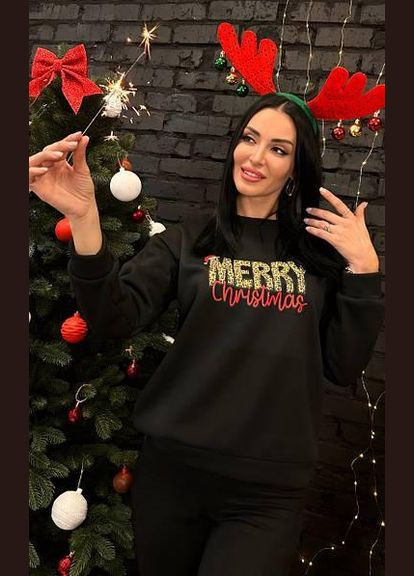 Свитшот с рождественской надписью 42-44. Бежевый No Brand (324628186)