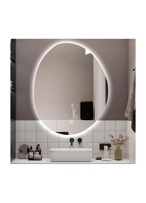 Дзеркало LED DEM1020 75смх100см сенсорне включення + підігрів + годинник / темп Dusel (316720469)