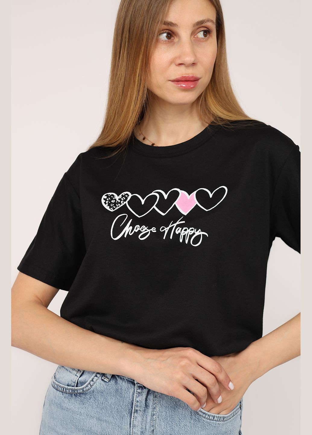 Футболка з коротким рукавом жіноча колір чорний CB-00272840 Yuki - (333801876)