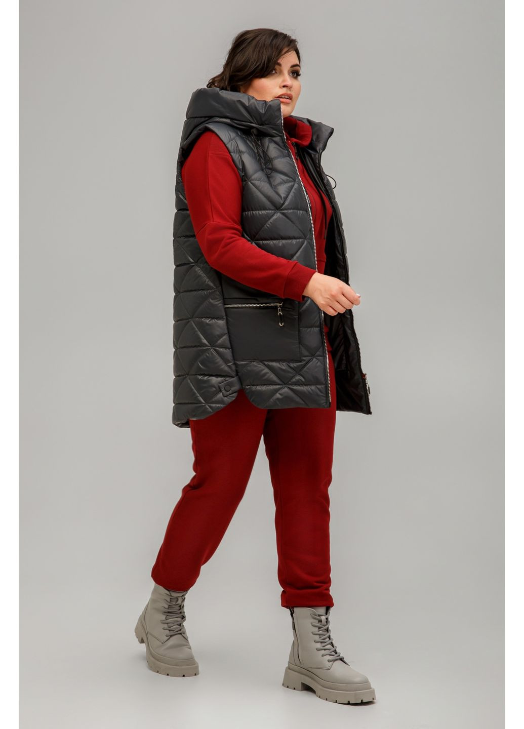 Жилет прямого силуету з капюшоном All Posa (ap101604p) A'll Posa (360920057)