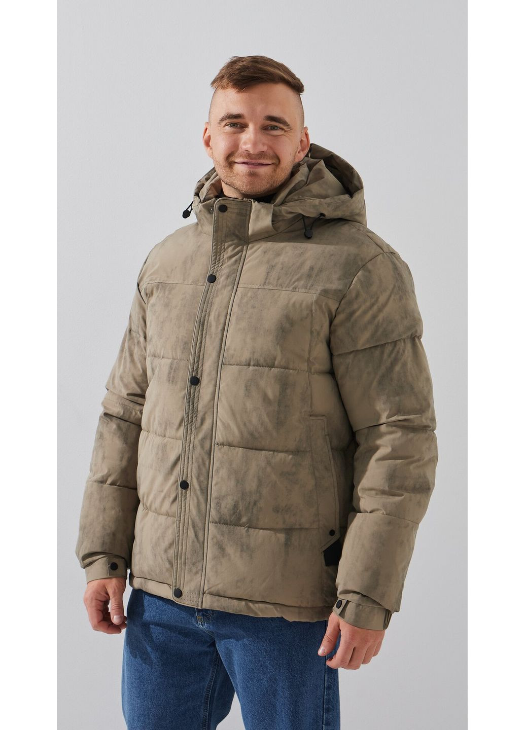 Оливковая (хаки) зимняя куртка однотонная мужская 9921 shop (2000999149535) Demos