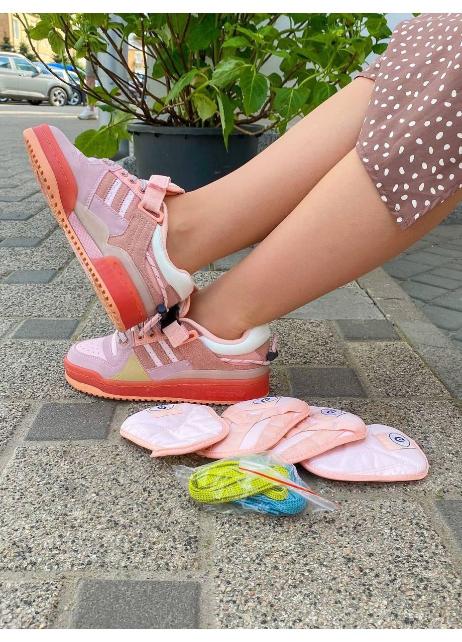 Рожеві Осінні кросівки чоловічі adidas forum x bad bunny pink адідас форум бед банні No Brand