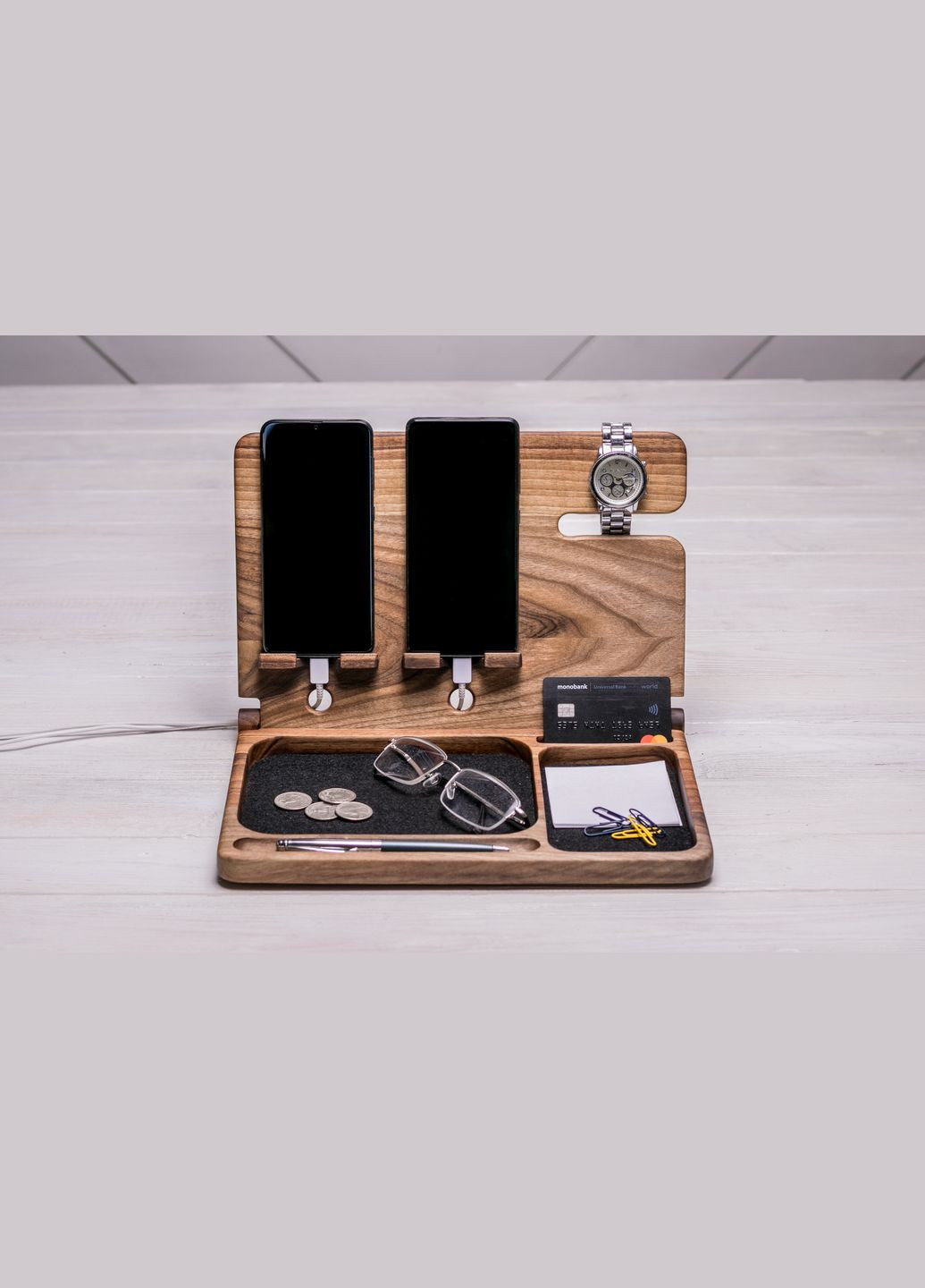 Органайзер для двох телефонів та годинника «Double iBook» Подарунок для сімейної пари EcoWalnut (293850369)