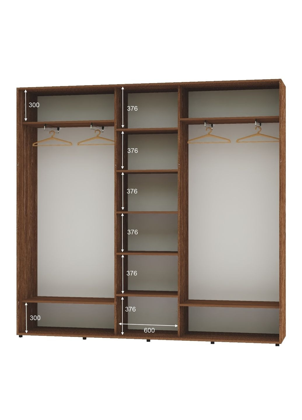 Шкаф-купе трехдверный 250*45*230 Дуб винтаж 3 двери ДСП ШК-04 Алекса (360479066)