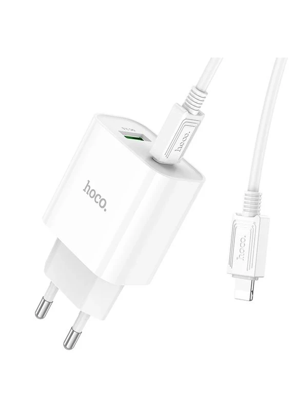 Зарядное устройство Hoco PD20W+QC3.0 20W Type-C to Lightning белый 78х43х27 мм No Brand C80A Plus Rapido (402071446)