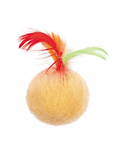 Іграшка М'ячик пухнастий з пір'ям для кота, 5 см Природа (355255027)