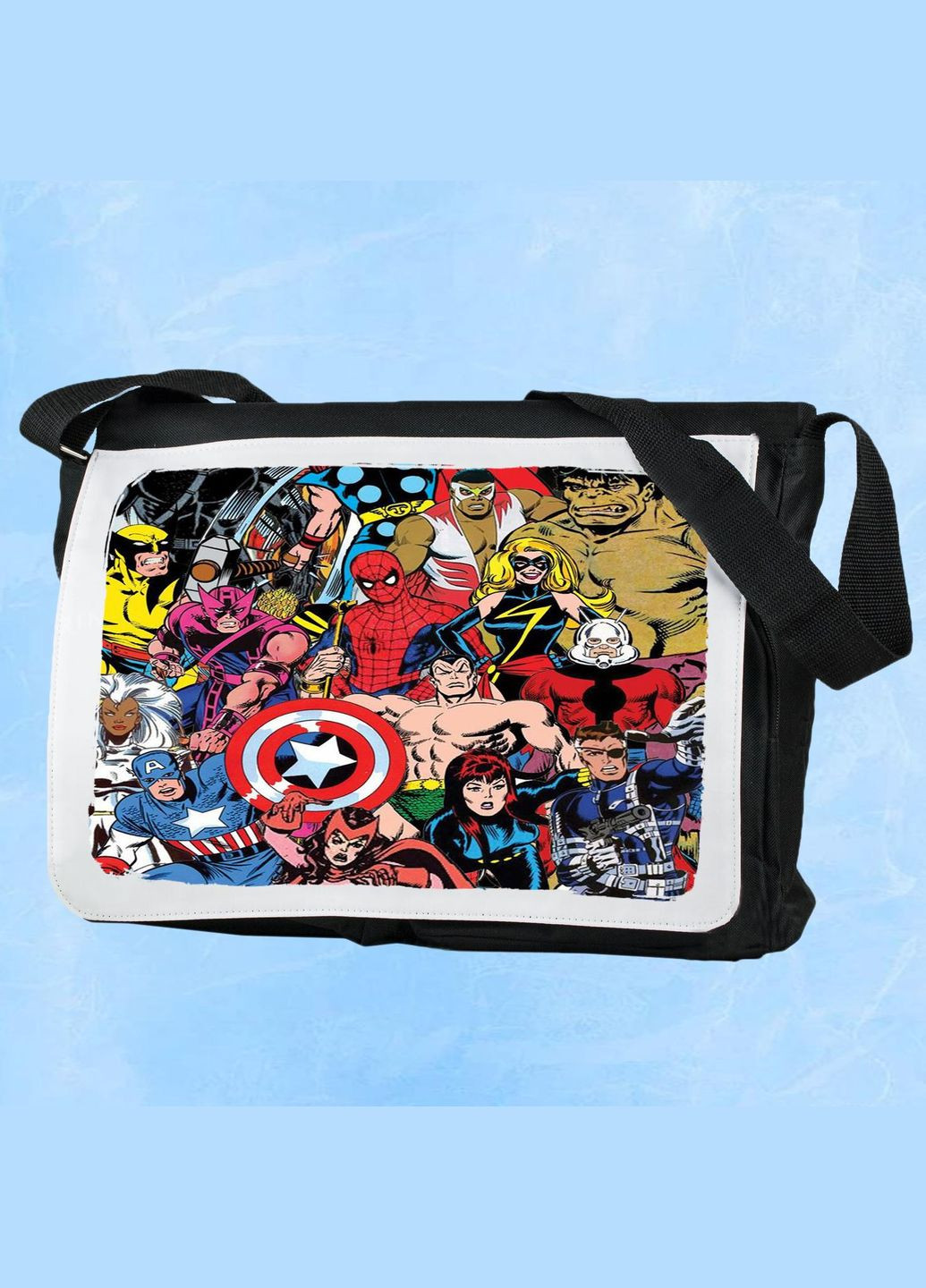 Мужская (женская) сумка через плечо для спортзала дорожная универсальная Марвел #006 Черный No Brand (322119298)