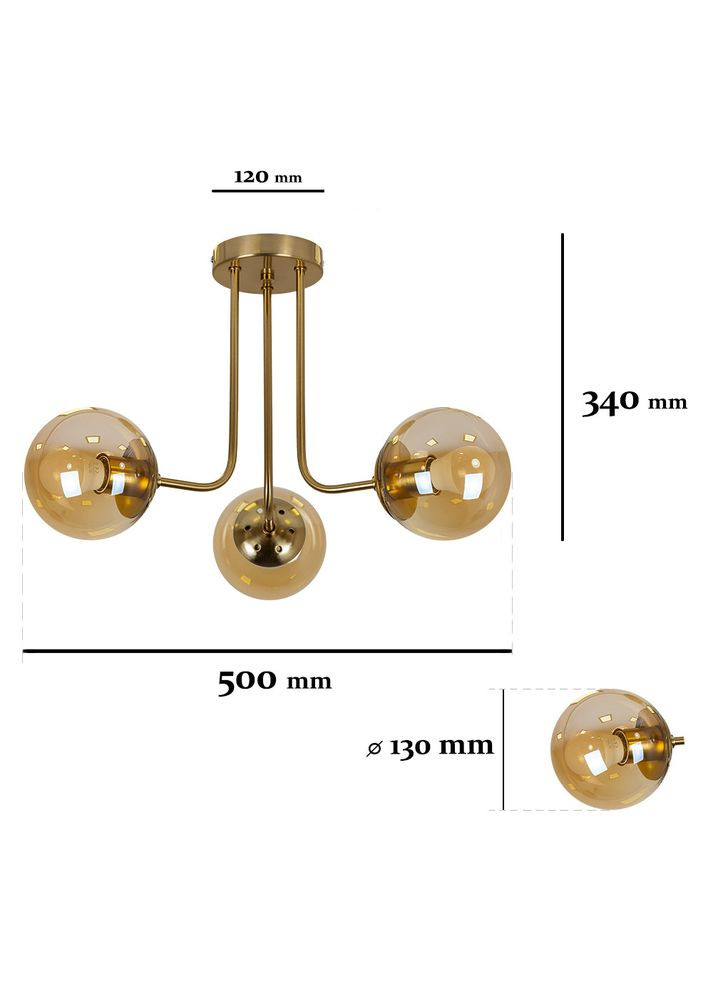 Потолочная бронзовая люстра с 3 плафонами-шарами "Triple Glow" (52-9908-3 BRZ+BR) No Brand (370070725)