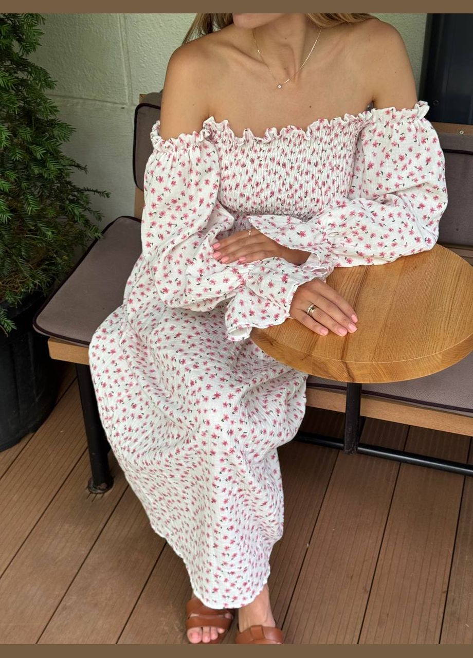 Рожева повсякденний жіноча сукня FINO Mode з квітковим принтом