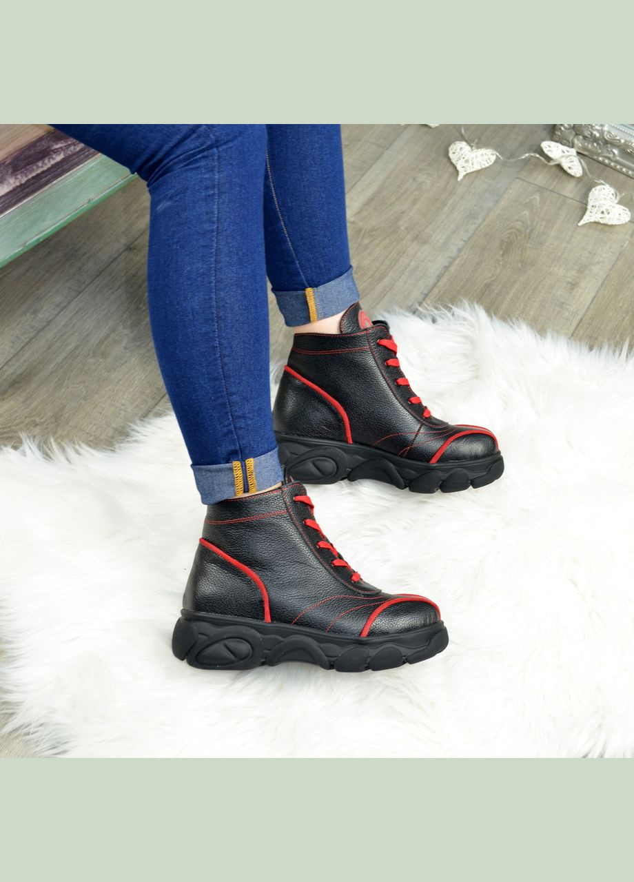 Черевики жіночі в спортивному стилі, натуральна шкіра флотар чорного кольору. 37 розмір Vasha para (304773292)