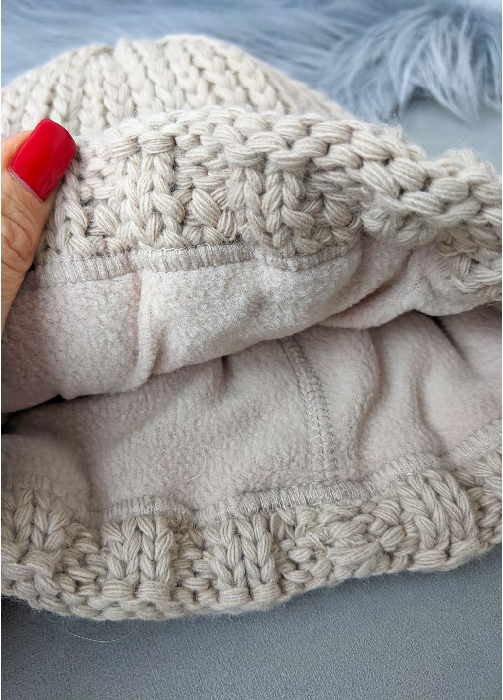 Жіноча шапка-біні фактурної в'язки INNOE Шапка (365775207)