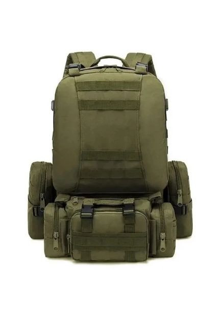 Рюкзак тактичний оливковий на 55 л, військовий рюкзак штурмовий з підсумками No Brand (361669469)
