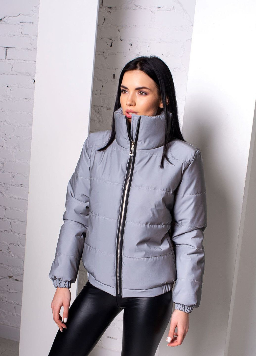 Серая демисезонная куртка к-008 светоотражающая SoulKiss k-008