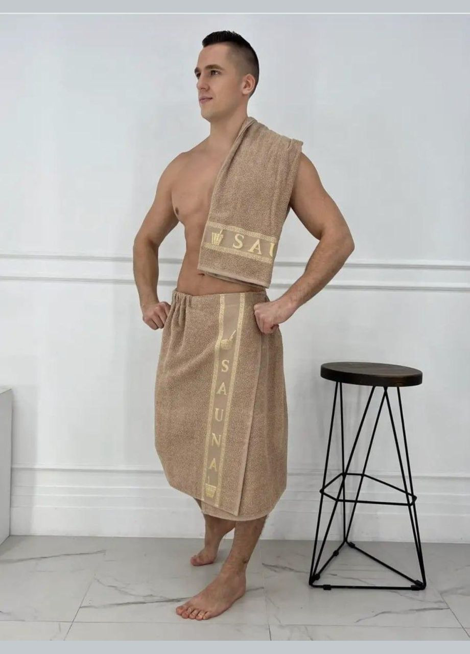 Набор в сауну для чоловіків 70х150 Капучино (П4К-am-mahra-m-002-2) No Brand світло-бежевий